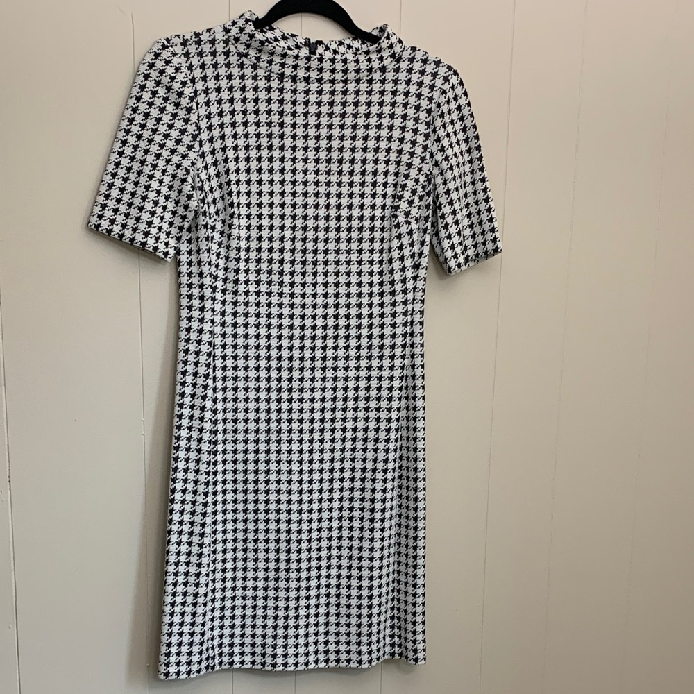 Chaps Black and White Houndstooth Mini Dress